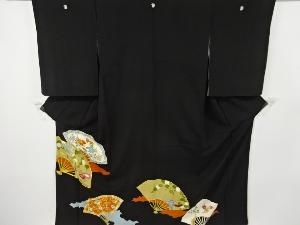 アンティーク　扇に花鳥模様刺繍留袖(比翼付き)